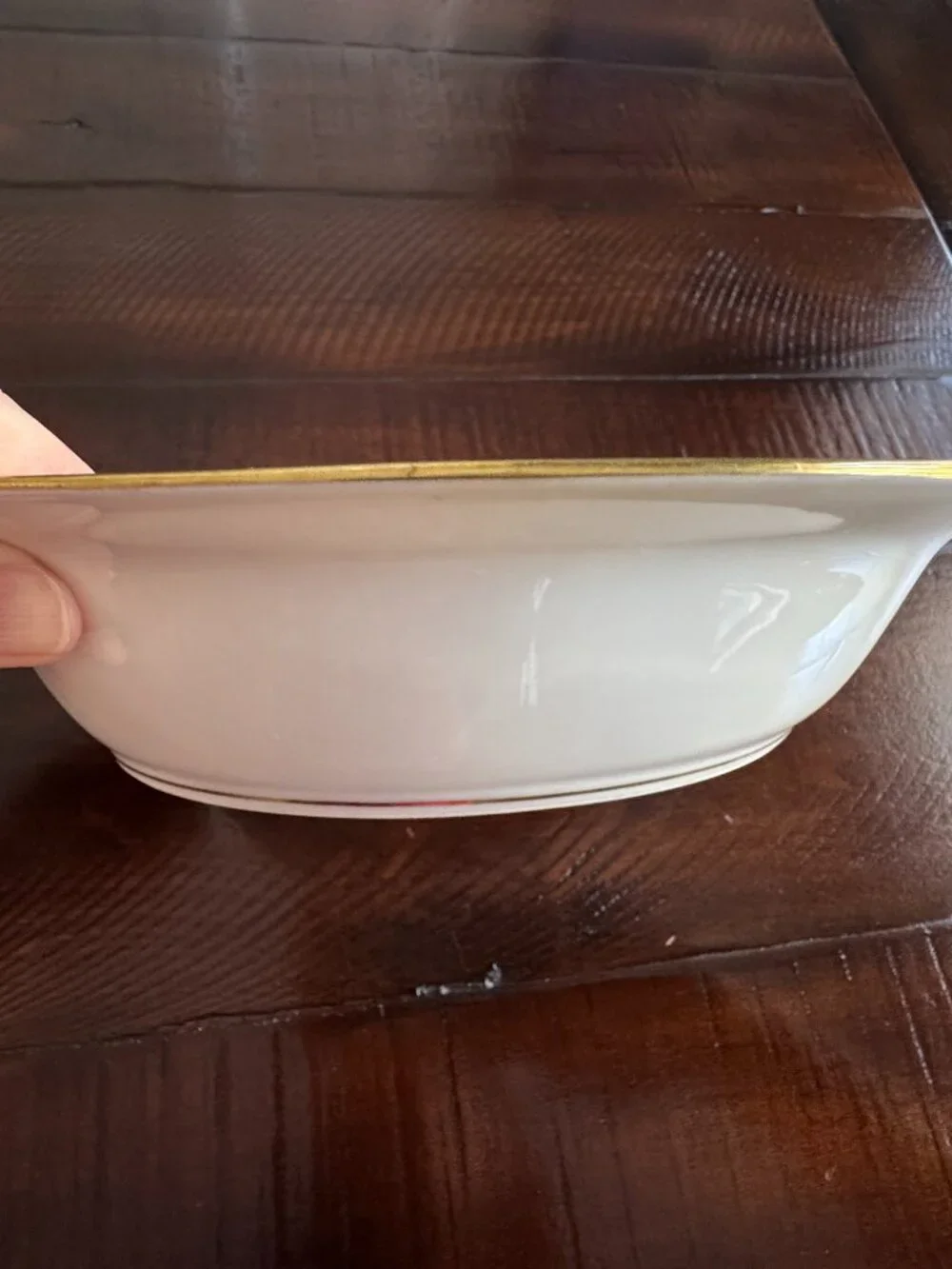 Antique C. Ahrenfeldt Limoges Gold Trim Oval Serving Bowl Gump's SF c. 1910
